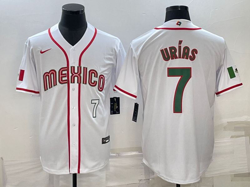 Men 2023 World Cub Mexico 7 Urias White Nike MLB Jersey5